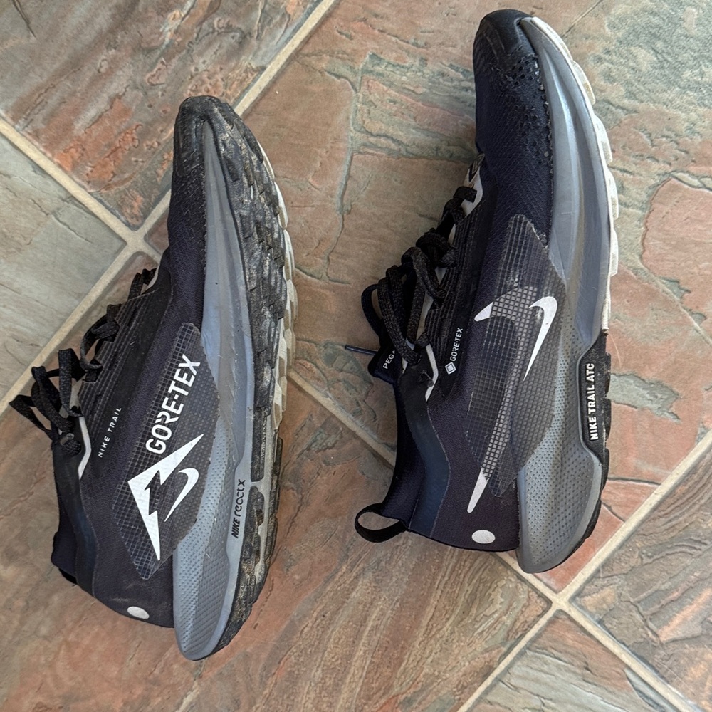 Nike Pegasus Trail GTX Black and Gray Gore-Tex Men’s Running Shoes size 6.5